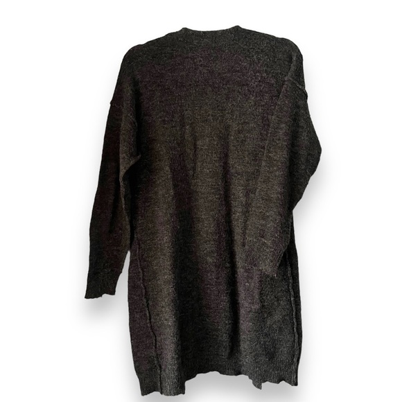 Anthropologie Charcoal Gray Open Front Cardigan Size XS Pockets Wool Blend - Picture 2 of 7